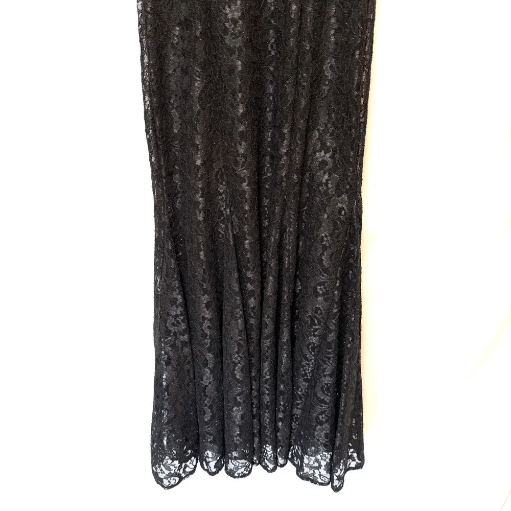 VTG Y2K Whimsigoth‎ Maxi Dress 6 Fully Lace Black Dark Fairy Grunge Hoco Prom - Picture 4 of 13
